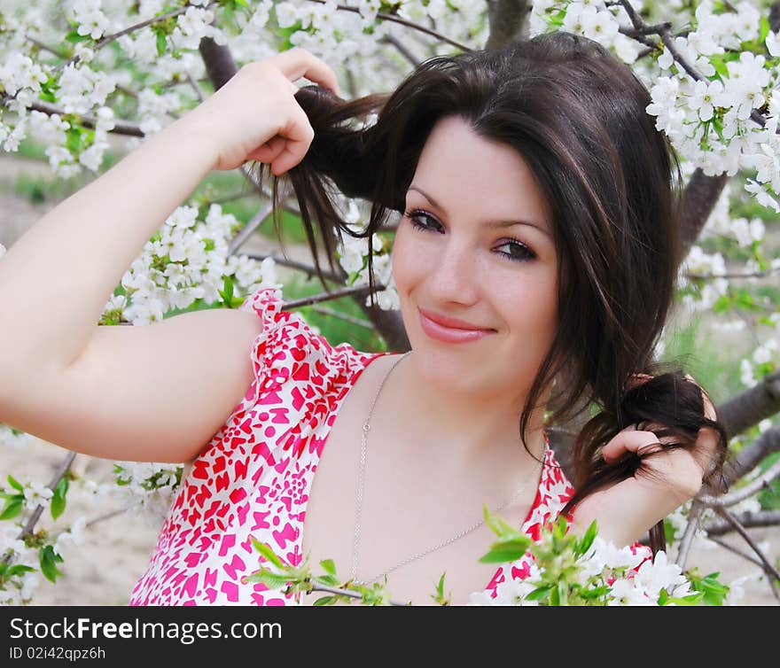 The beautiful girl in a garden