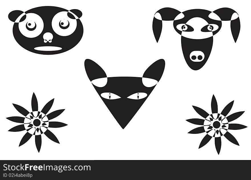 Vector animal faces