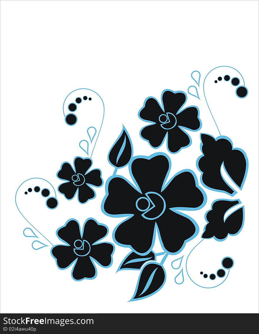 Collection of black floral element. Collection of black floral element