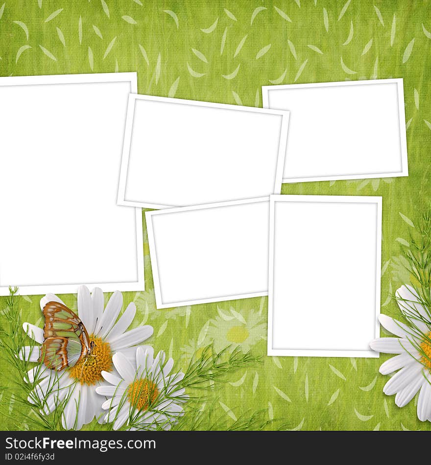 Card for the holiday  with flowers on the abstract background