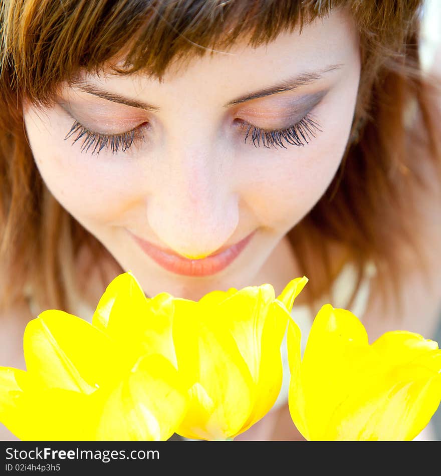 Portrait with tulips