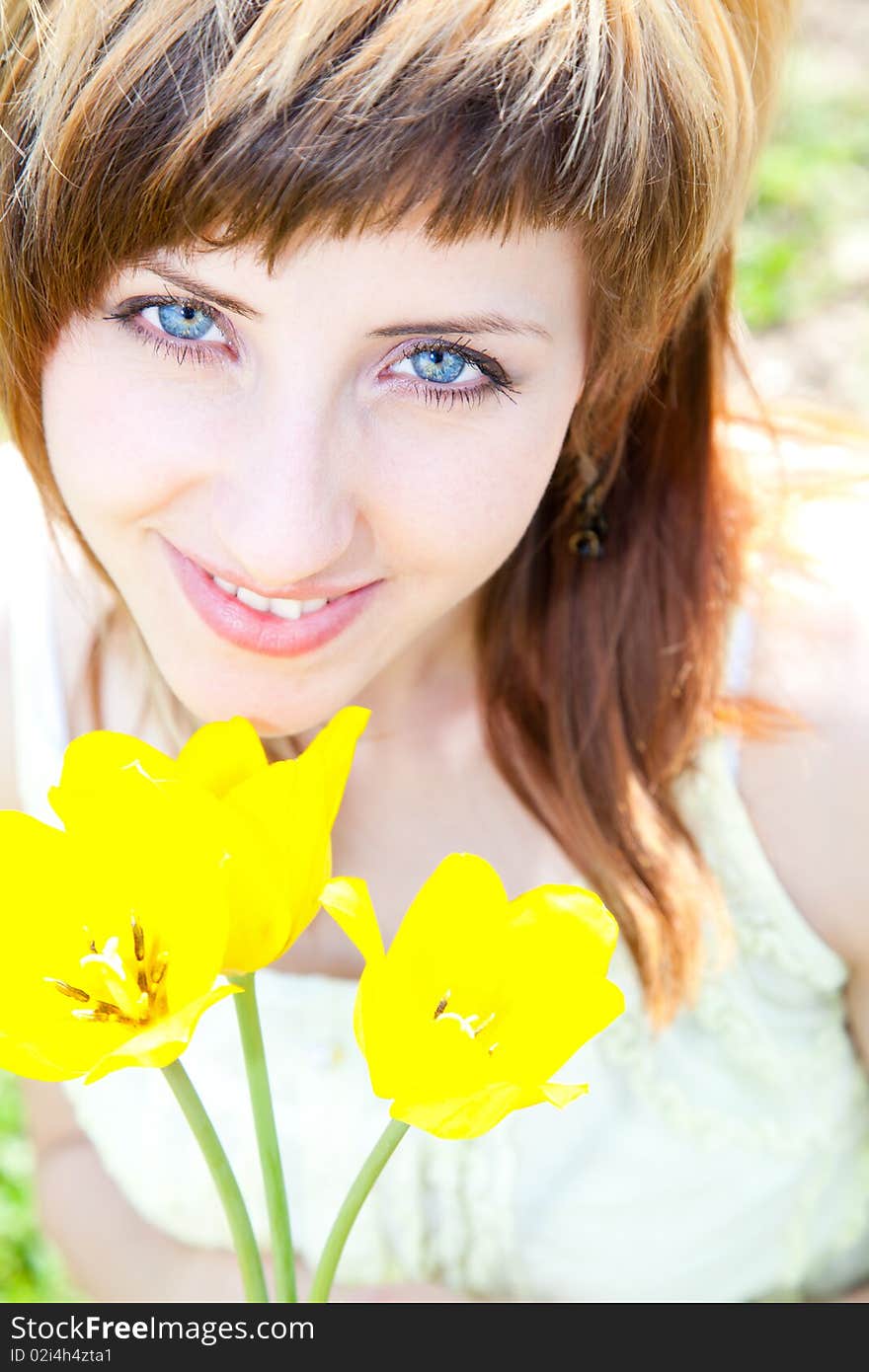 Portrait with tulips