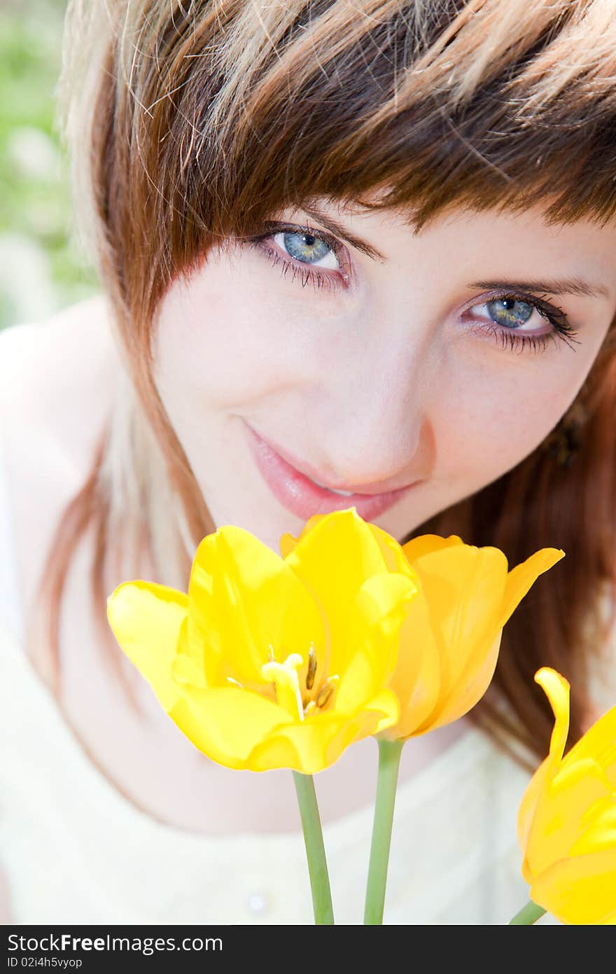 Portrait with tulips