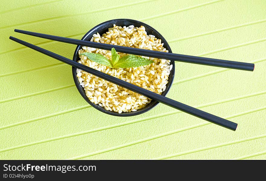 Chinese curry rice, on light green background. Chinese curry rice, on light green background