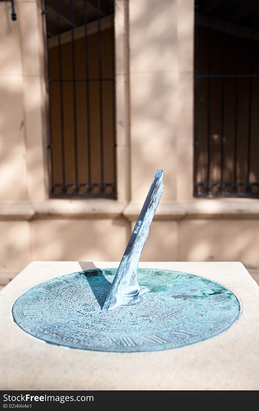 A Historic Victorian sundial. An ancient method of telling the time by using the shadow cast upright central spike.