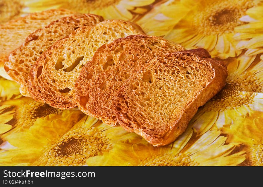 Rusks on the background cloth