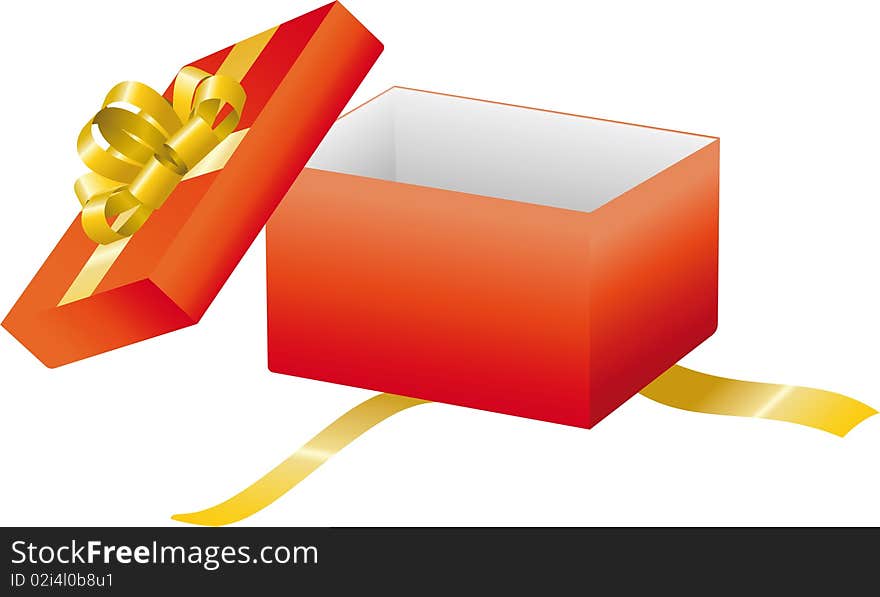 Red open gift box. Vector Illustration