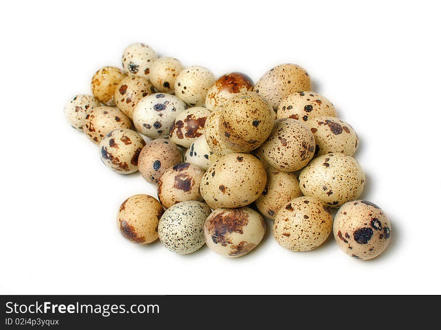 Arrow of quail eggs was shot at the white background in studio. Arrow of quail eggs was shot at the white background in studio