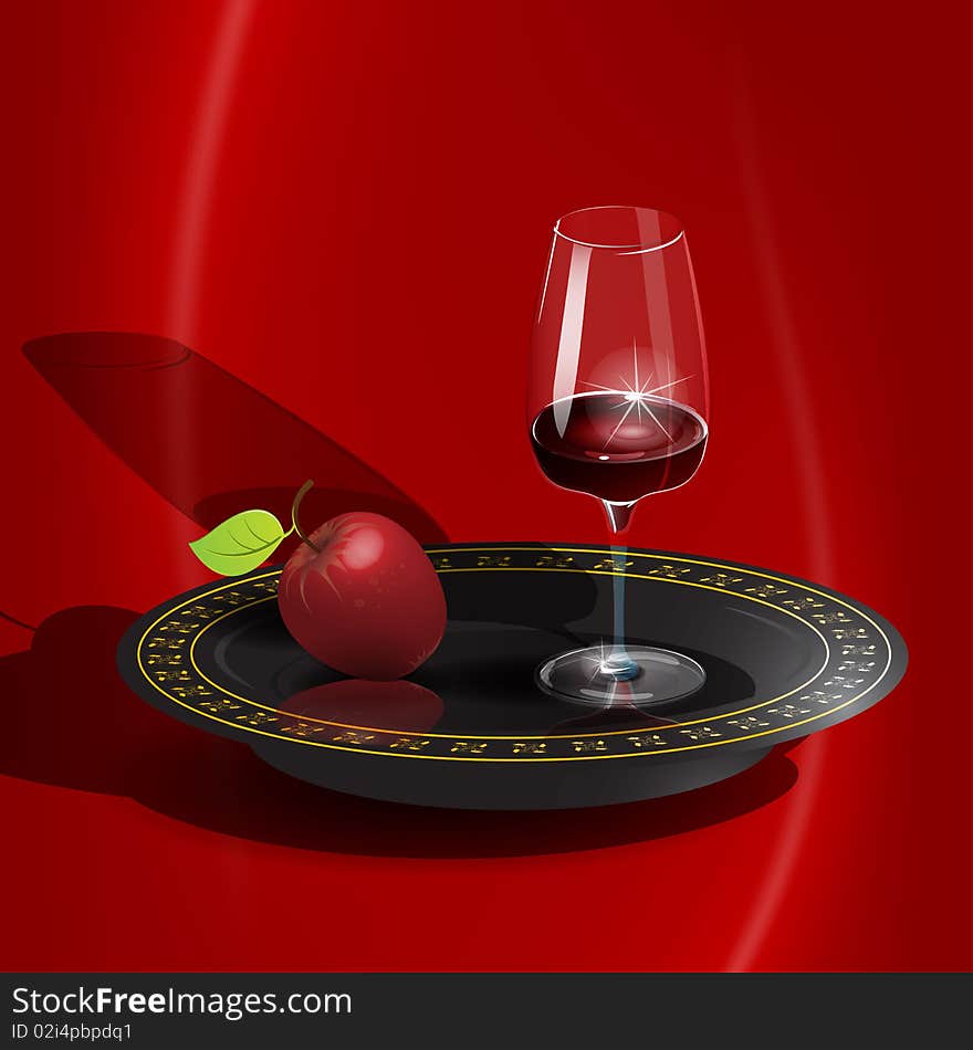 Wine and apple