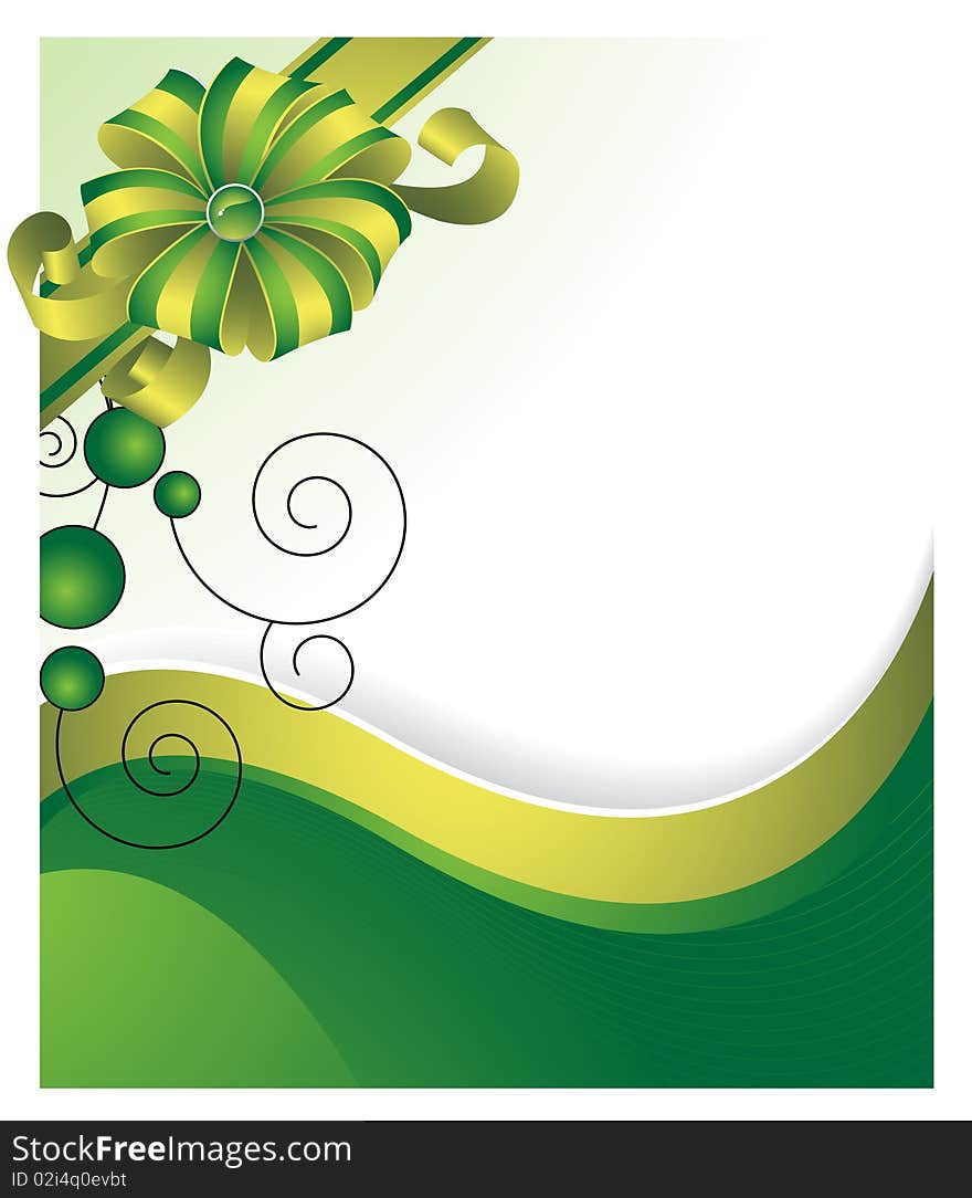 Green background with a gift bow