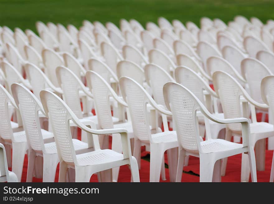 Many chairs lined up