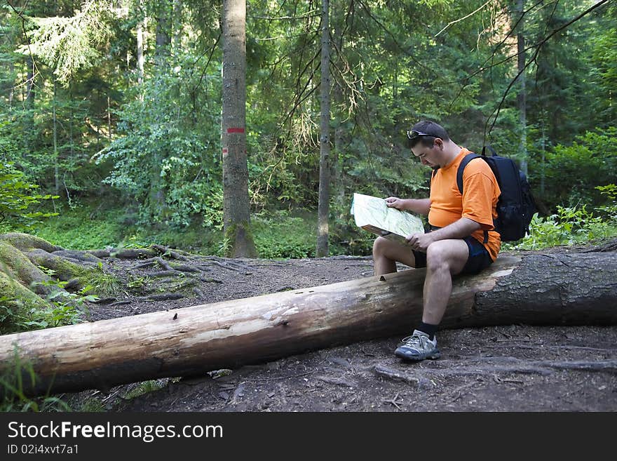 Tourist reading a map