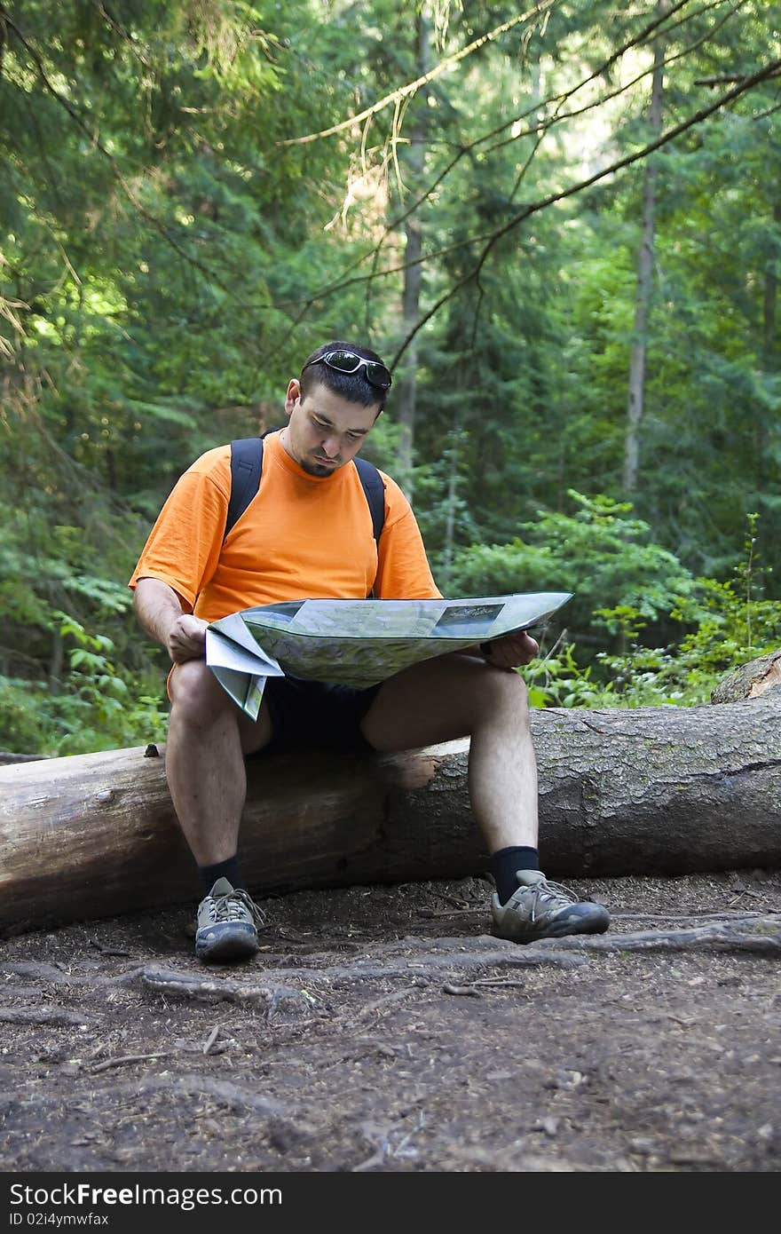 Tourist reading a map - Slovak Paradise