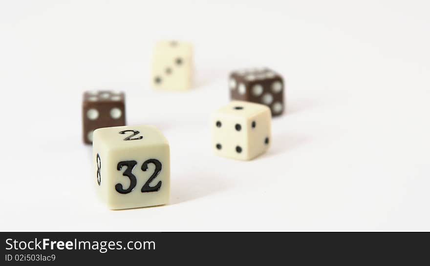 White playing dice with numbers