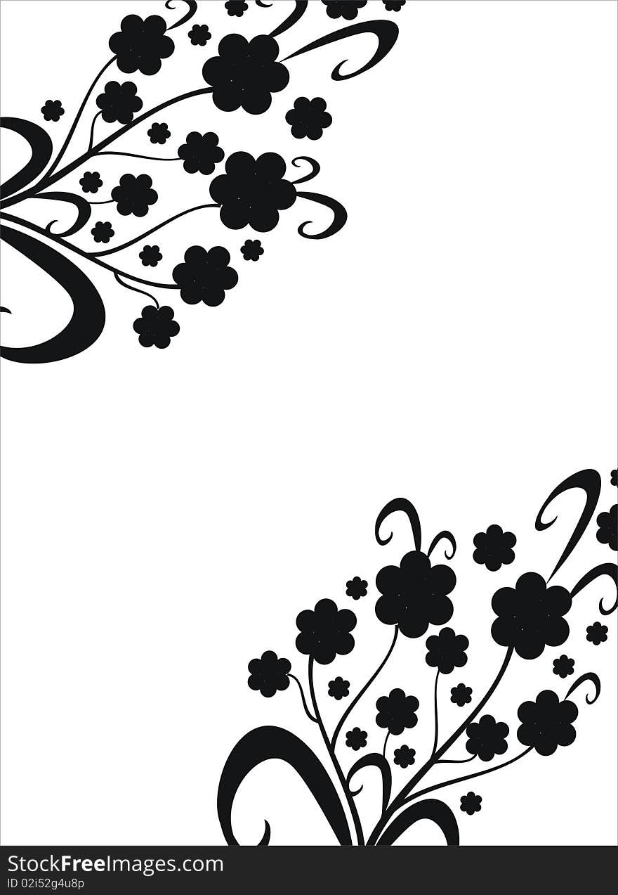 Collection of black floral element. Collection of black floral element