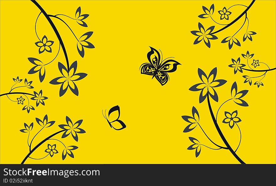 Collection of yellow floral element. Collection of yellow floral element