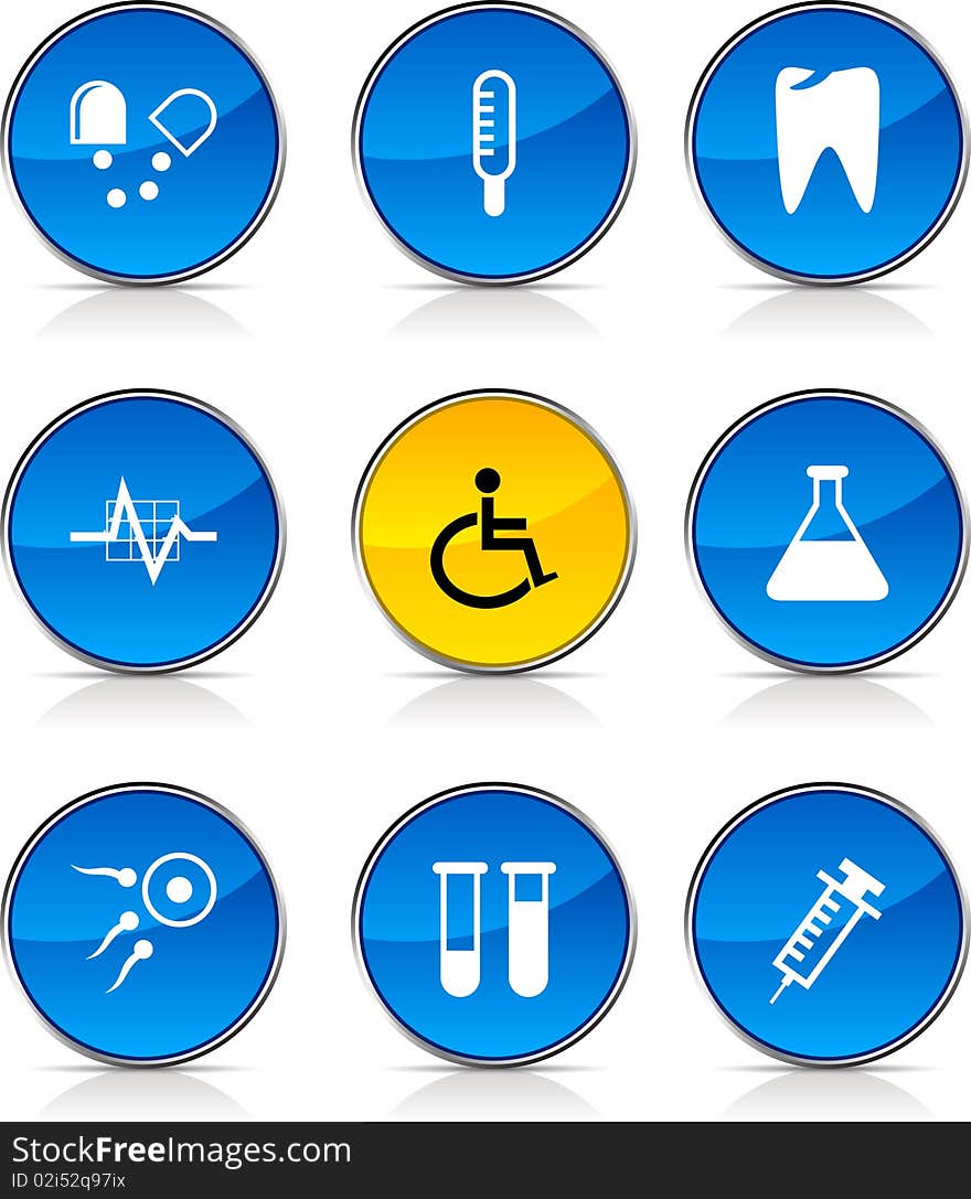 Medical glossy icons. Set of buttons. Medical glossy icons. Set of buttons.