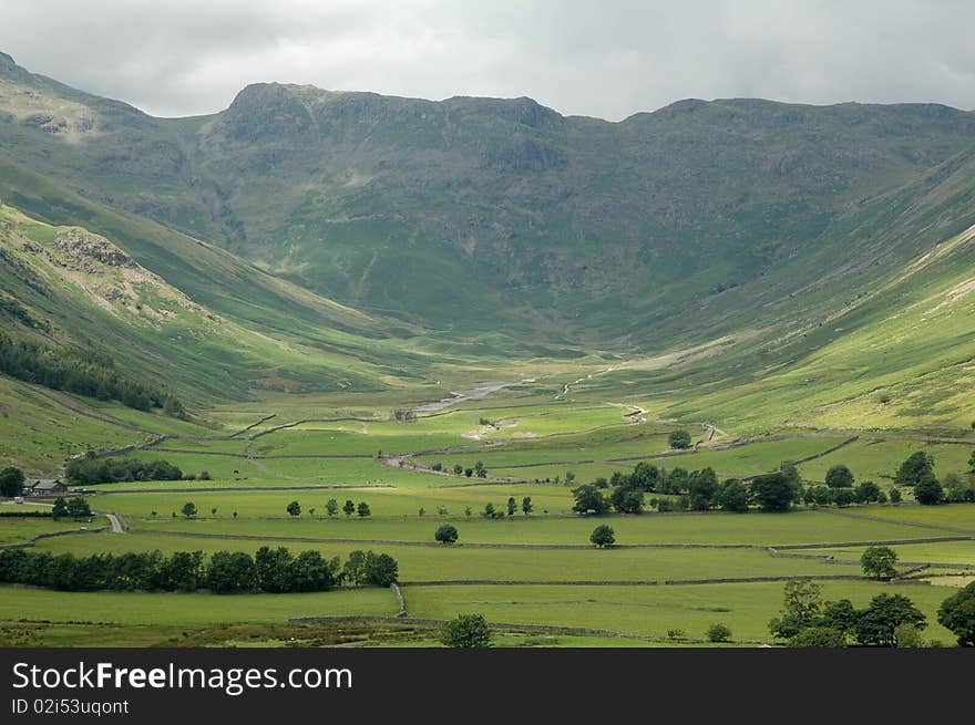 Hillside view in yorks dales mist on the mountains