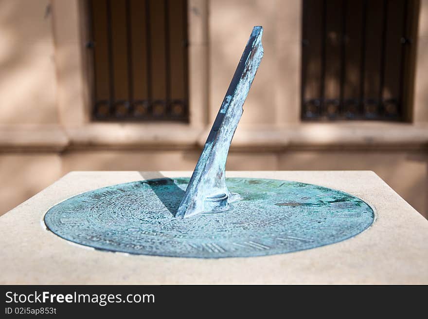 A Historic Victorian sundial. An ancient method of telling the time by using the shadow cast upright central spike.