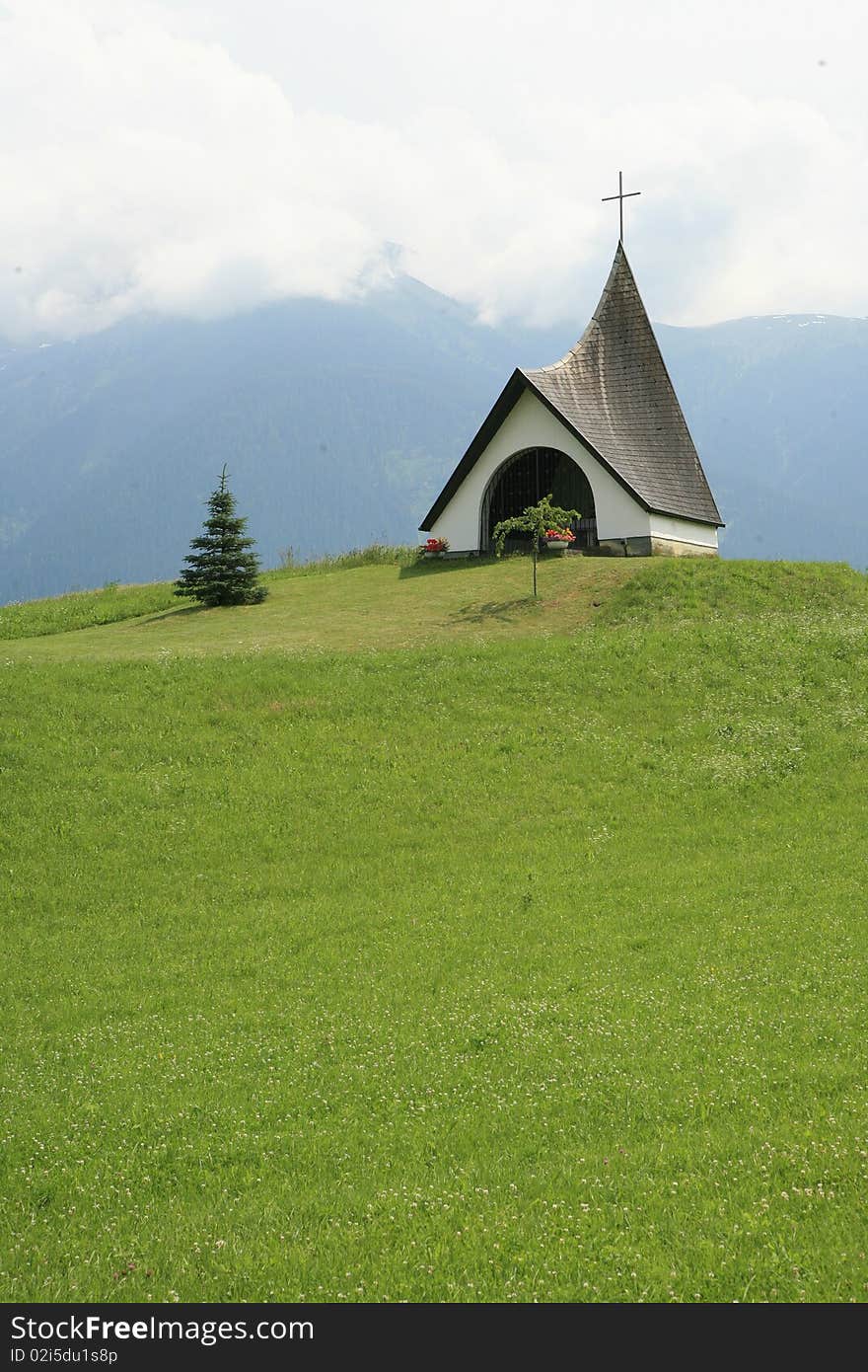 A chapel in austrian alps among the glaciers. A chapel in austrian alps among the glaciers