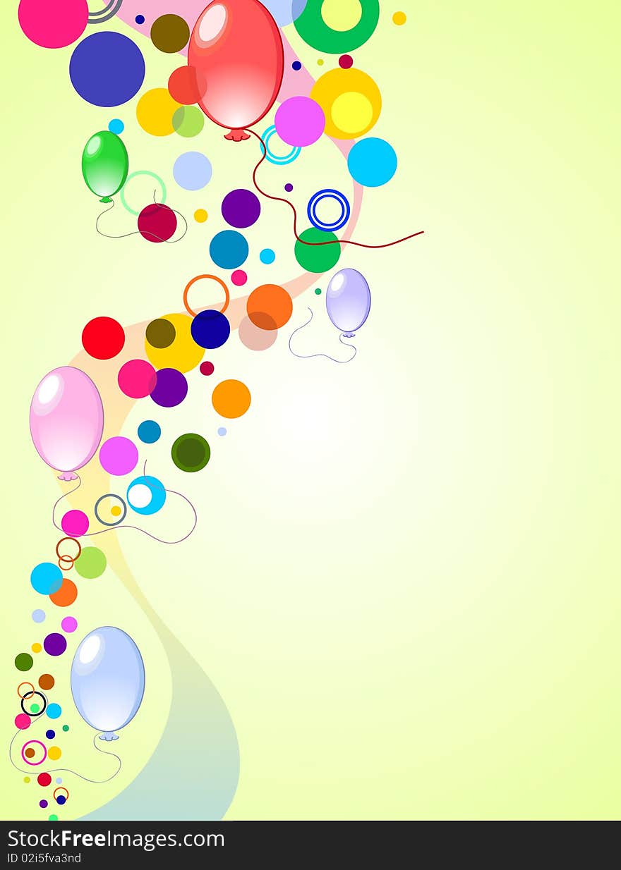 colored background with baloons and confetti. colored background with baloons and confetti