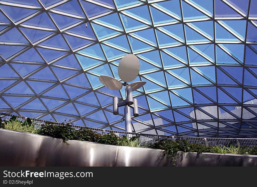 Modern building interior, glass roof. Modern building interior, glass roof