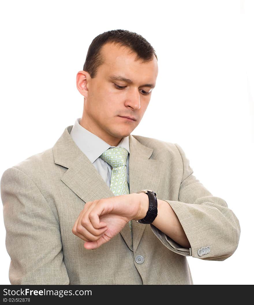 Man looks at his watch