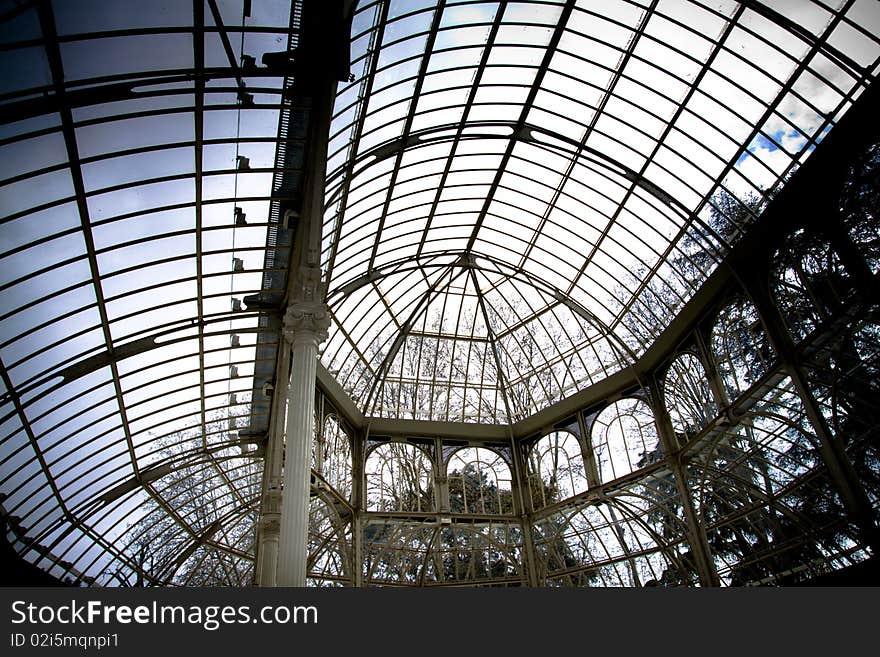 Crystal Palace in garden del buen retiro madrid, spain