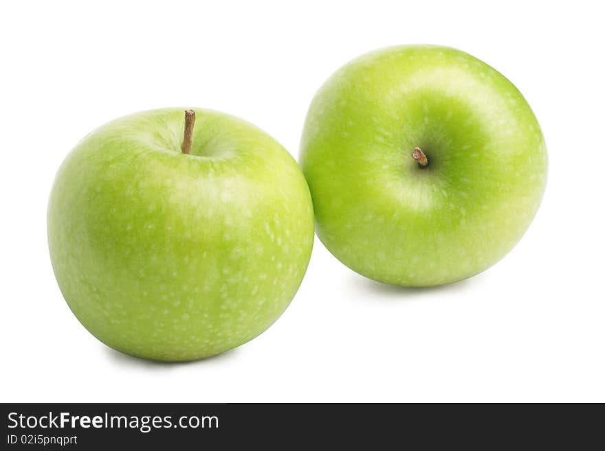 Ripe green apples on white background (isolated, clipping path)