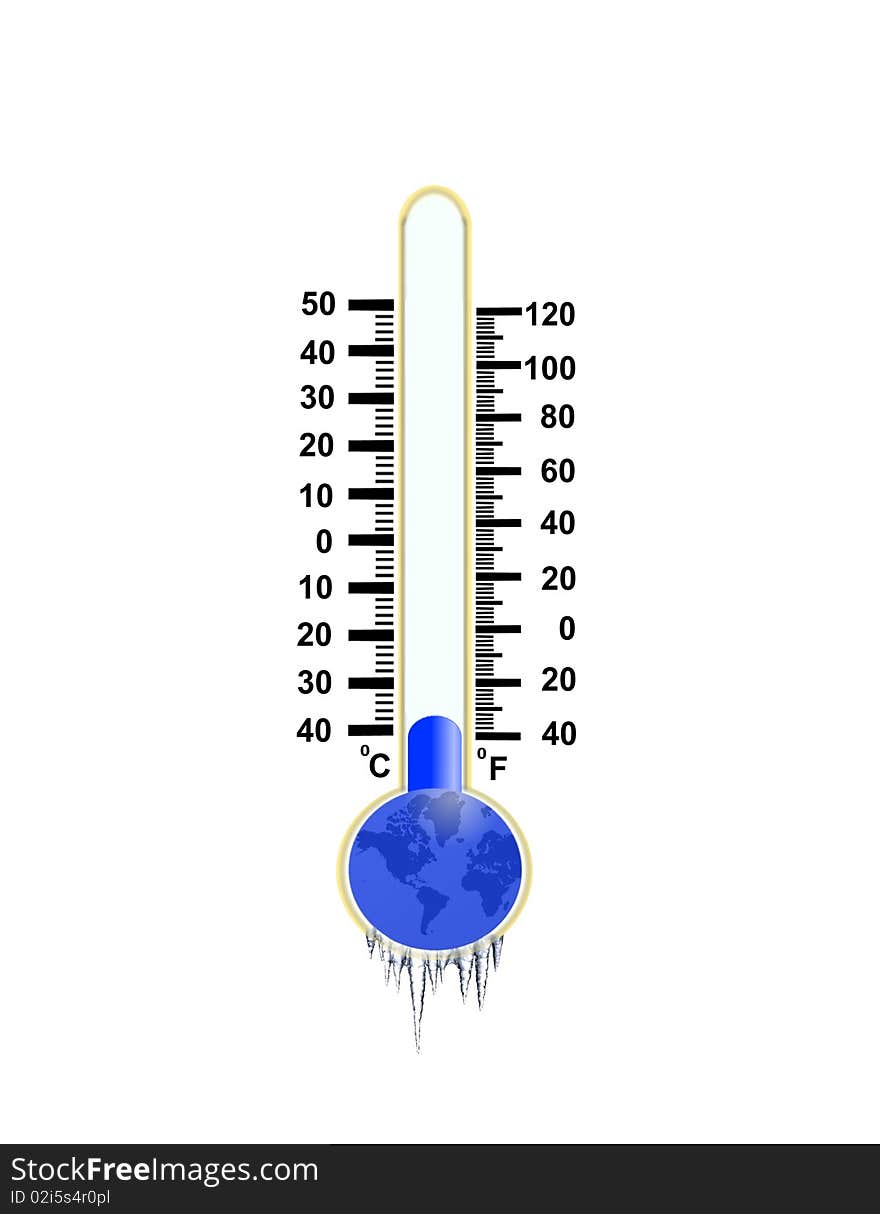 Image of frozen world with thermometer