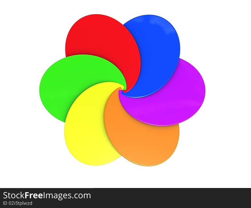 Abstract 3d illustration of colors palette, isolated over white. Abstract 3d illustration of colors palette, isolated over white