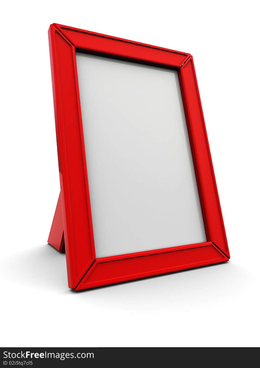 3d illustration of blank photo frame over white background