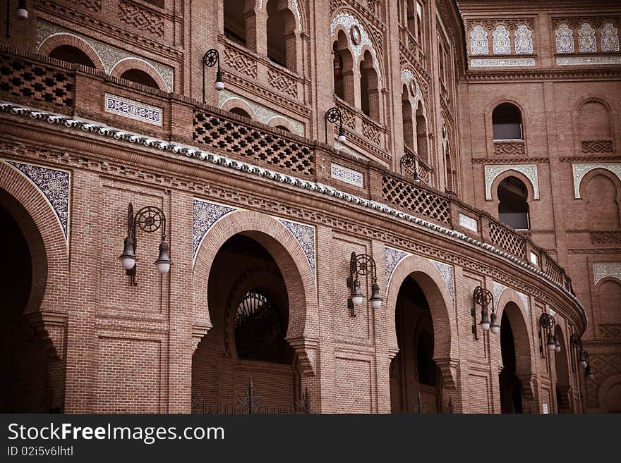 An image of plaza de toros (place of toros) in madrid, spain. An image of plaza de toros (place of toros) in madrid, spain