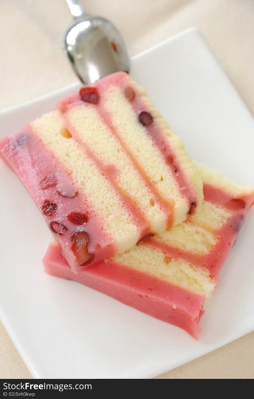 Top view of red bean cake for dessert. For concepts such as food and beverage, diet and nutrition, and pastries and confectionery.