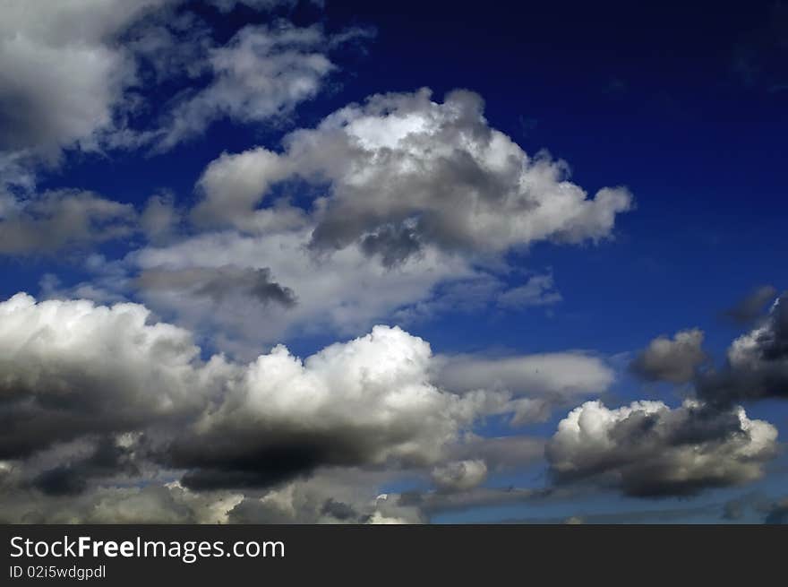 A beautiful deep blue sky with clouds. A beautiful deep blue sky with clouds