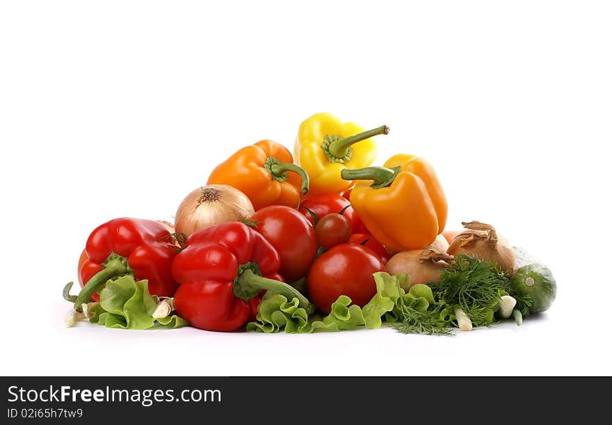 Image of different fresh and tasty vegetables. Isolated on a white background.