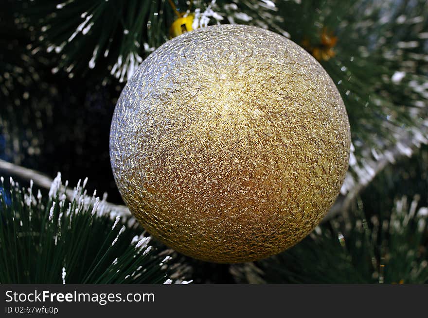 Christmas-tree And Golden Decoration (ball).