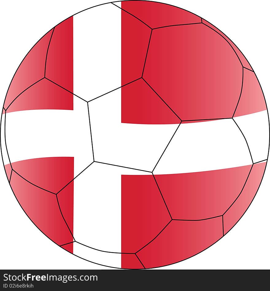 Soccer ball with flag Denmark. Soccer ball with flag Denmark