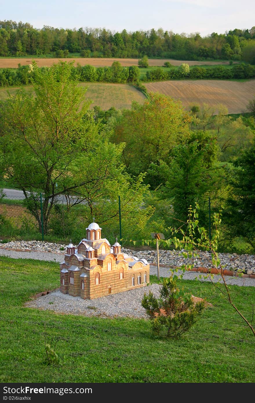 Serbian Orthodox monastery Gracanica miniature