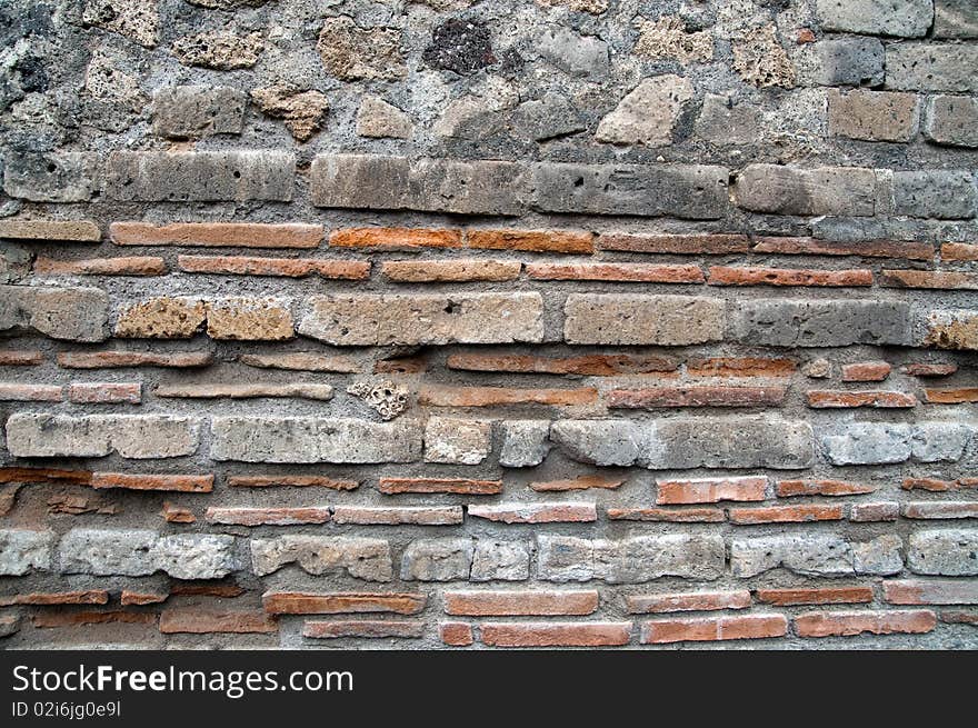 Brick and Stone Wall from Pompeian Ruins
