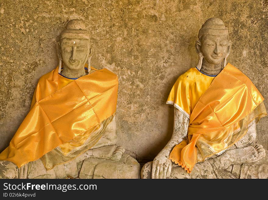 Statue of two Buddha in Thai temple