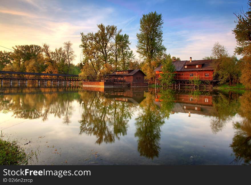 Historic watermill in small Danube. Historic watermill in small Danube