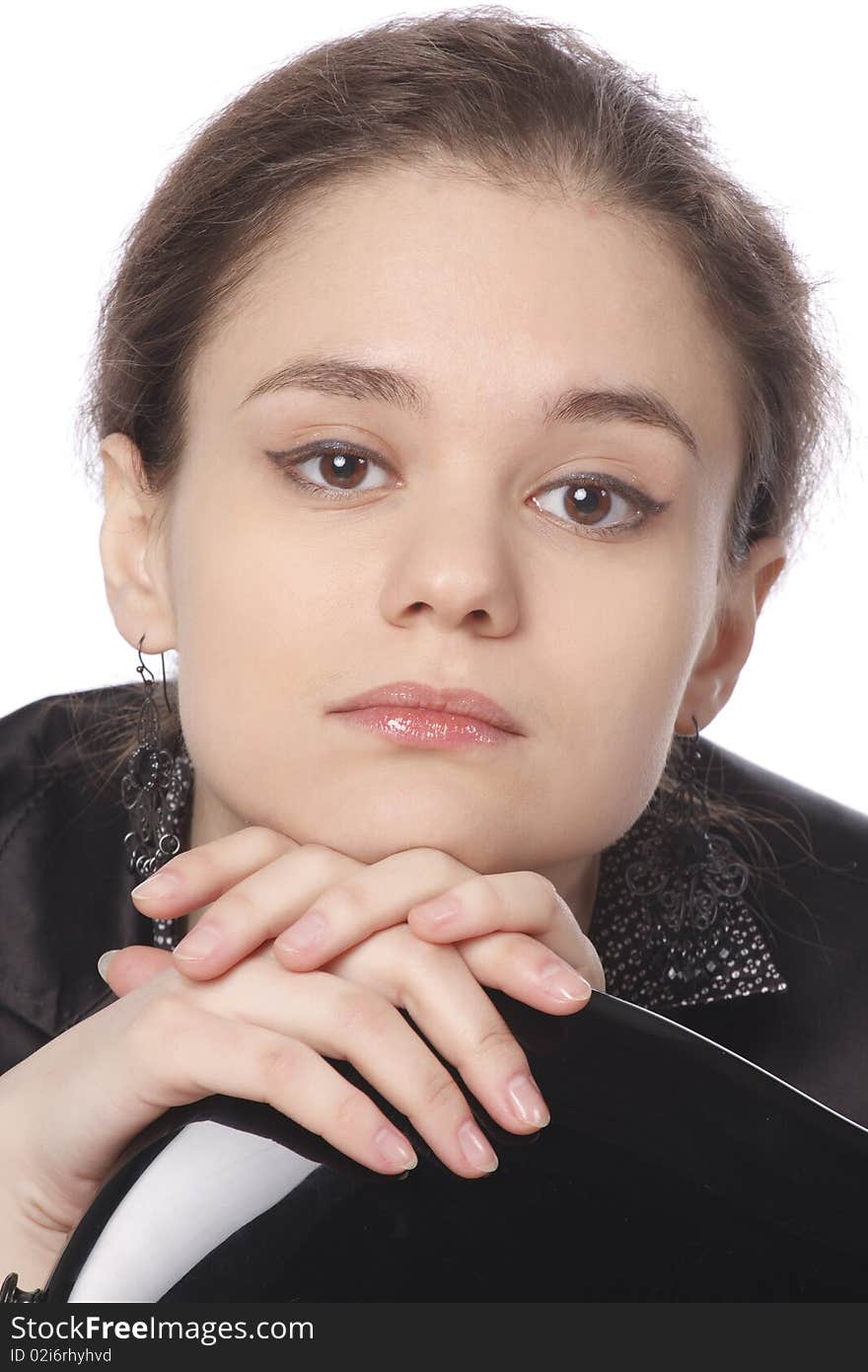 Young Woman With A Bass Guitar