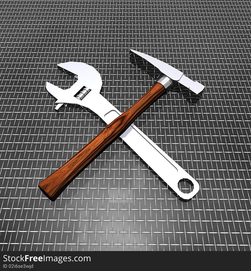 Tools set on grid background