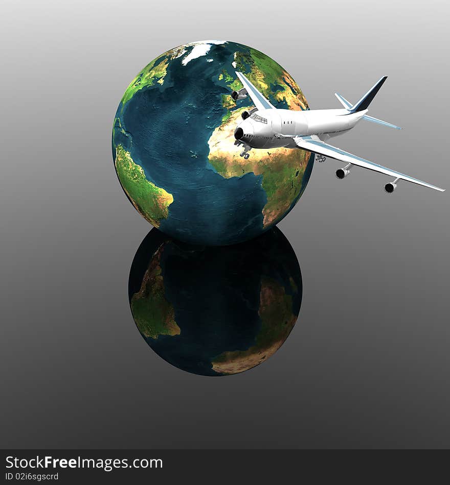 Airliner with earth