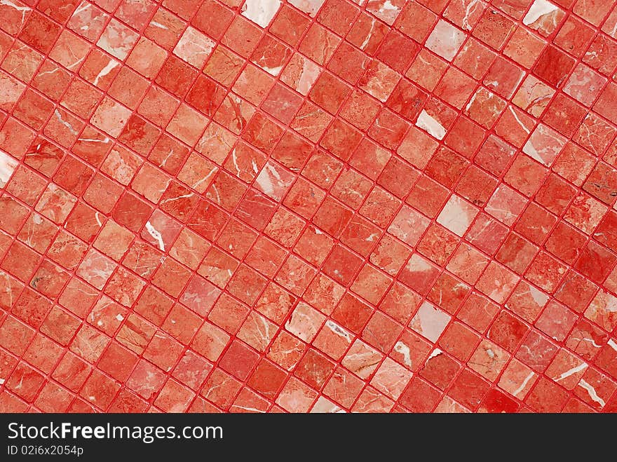 Red tiles wall