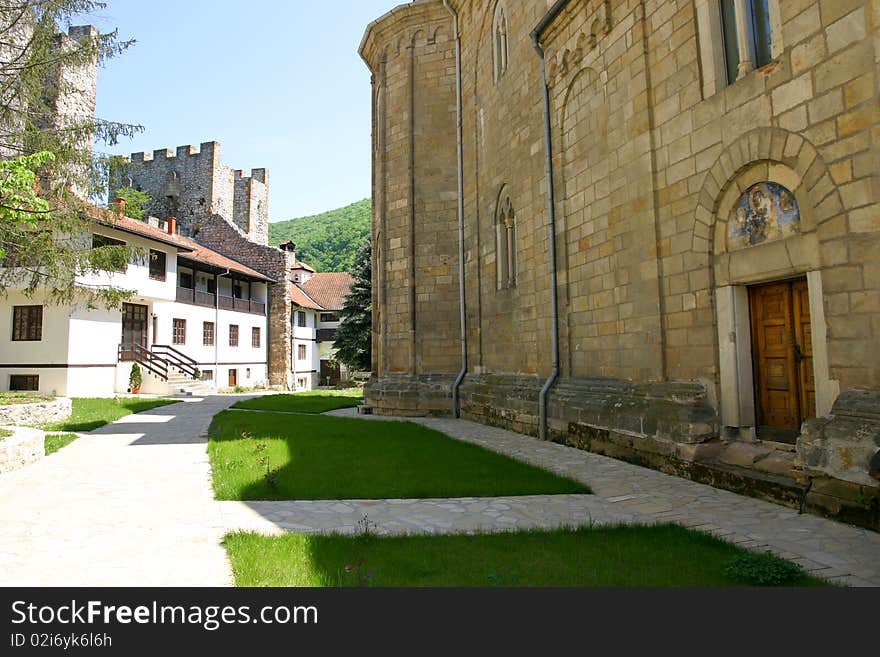 Garden of Monastery Manasija, XV century Despotovac city Serbia. Garden of Monastery Manasija, XV century Despotovac city Serbia