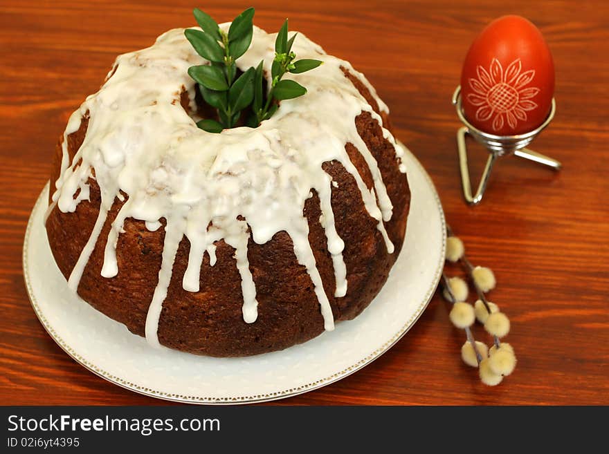 Delicious polish Easter cake with icing