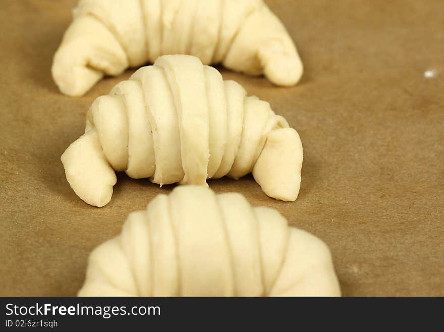 Raw dough for croissants