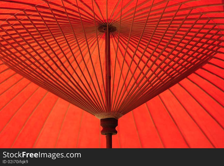 Bright red umbrella